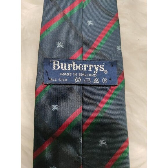 Burberry All Silk Striped Necktie Navy Blue Men's One Size Made in England - Picture 6 of 7